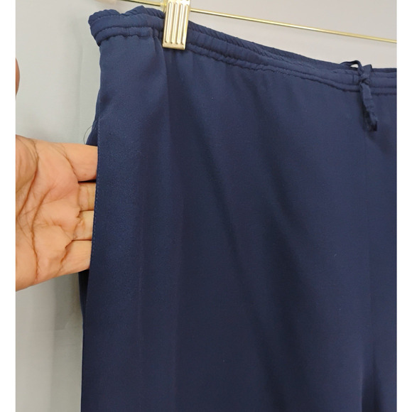 MM by Krizia Silk Wide Leg Pants Women’s Sz 8 Navy Semi Sheer Drawstring Pockets - Picture 3 of 10